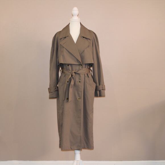 VTG BREM Rainwear Ladies Trench Coat, Double Button, Belted Long sz 12 Petite - Picture 1 of 10